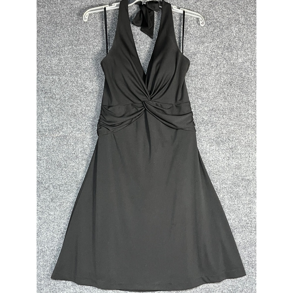 White House Black Market Halter Dress Midi Cocktail Party Black Size 6